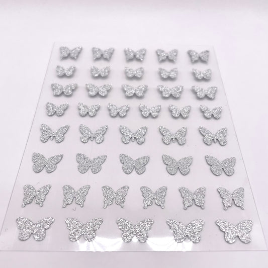 Silver Glitter Butterfly Stickers